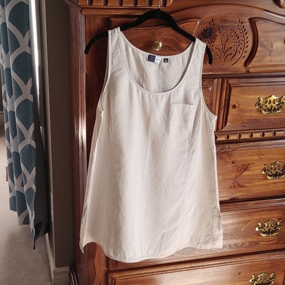 Women's Saks Fifth Avenue Threads Ecru Linen Sleeveless Tunic - Picture 1 of 8